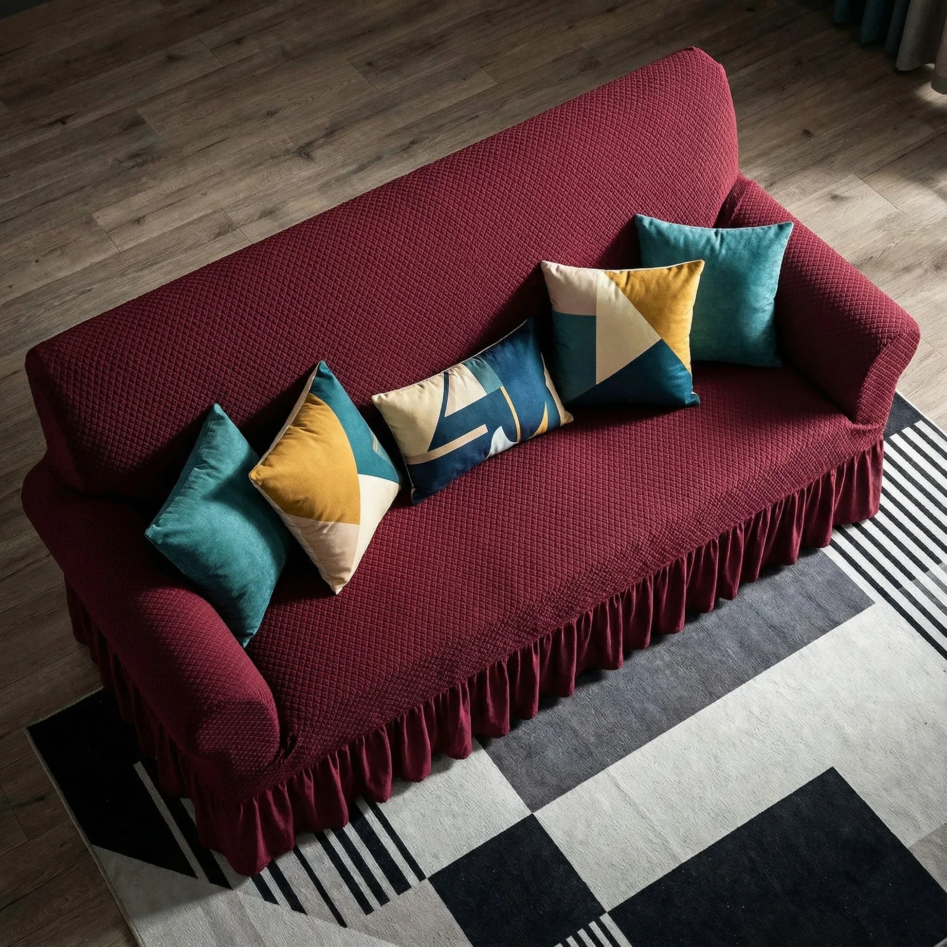 Turkish Mesh Sofa Cover - Maroon - My Royal Choice
